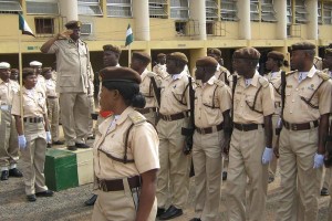 Officers of the Nigerian Immigration Service on parade