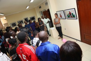 Yetunde Babaeko addressing guests at the exhibition