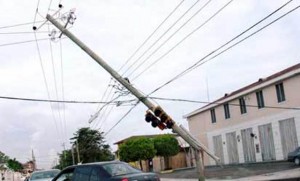 Falling power pole