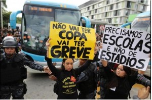 Brazil protest team bus