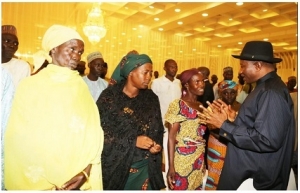 Goodluck Jonathan andabducted Chibok Girls parents