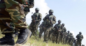 soldiers and officers attacking Boko Haram terrorists