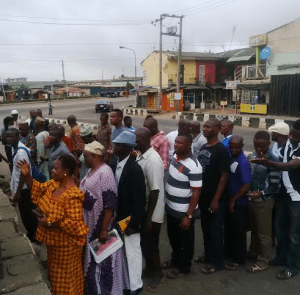 Voters waiting for accreditation exercise in Ward8, Ifako Ijaiye 