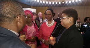 Mrs Olusola Momoh and guests having a chat at the launch of Channels 24