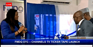 unveiling of the FMDQ OTC-CHANNELS TV Ticker Tape in Lagos