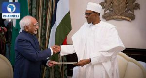 President Buhari receives Indian Vice President Hon. Mohammad Hamid Ansari at the State House