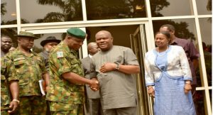 Deputy Governor Ipalibo Harry Banigo, Rivers State Governor, Nyesom Ezenwo Wike, GOC 6 Division of the Nigerian Army, Major General Kasimu Abdulkareem and Commander 6 Division Garrison, Brigadier General Kabiru Garba 