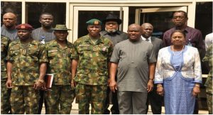 Deputy Governor Ipalibo Harry Banigo, Rivers State Governor, Nyesom Ezenwo Wike, GOC 6 Division of the Nigerian Army, Major General Kasimu Abdulkareem and Commander 6 Division Garrison, Brigadier General Kabiru Garba Commandant of Military Hospital, Brigadier General Audu Enogela 