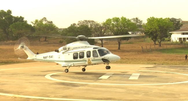 Buhari’s Chopper Arrives Abuja