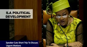 South African Speaker Aborts Trip To Discuss Urgent Motion