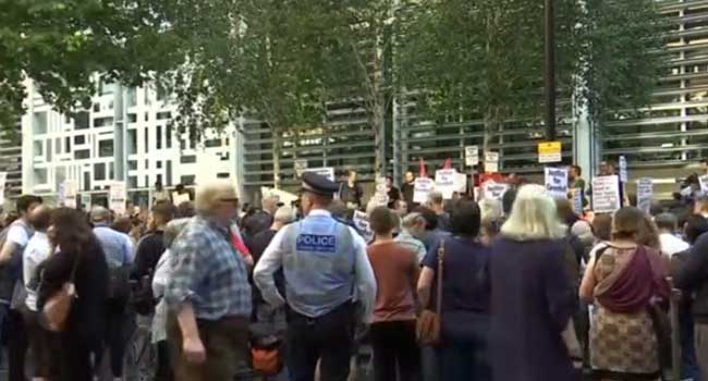 Protesters March To Downing Street After London Fire