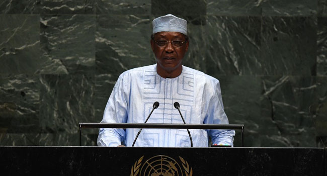 Idriss Deby President of Chad, speaks at the 74th Session of the General Assembly at the United Nations headquarters in New York on September 25, 2019 in New York. TIMOTHY A. CLARY / AFP