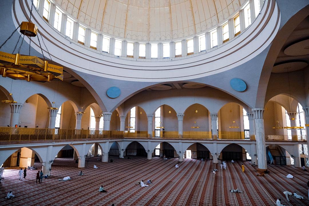 Muslim faithfuls worship inside the National Mosque in Abuja before the Friday Jumah prayer on March 20th 2020. Photo: Sodiq Adelakun / Channels TV