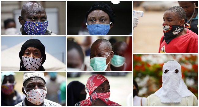 A combination of photos from Sodiq Adelakun's 'Masking away the pandemic' created on May 26, 2020.