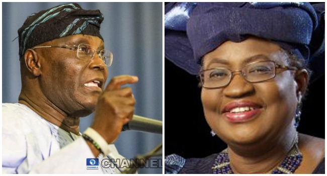 A photo combination created on July 11, 2020, of former Vice President Atiku Abubakar and former finance minister, Dr. Ngozi Okonjo-Iweala.