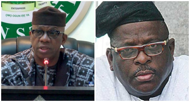 A photo combination of Ogun State Governor, Dapo Abiodun and late Senator Buruji Kashamu.