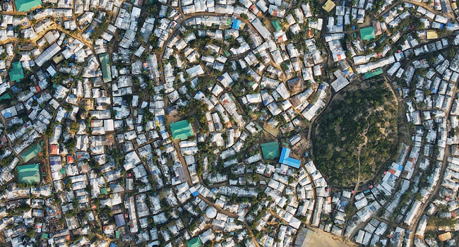 In this aerial picture taken on December 4, 2020, the Kutupalong camp for Rohingya refugees is pictured in Ukhia. AFP