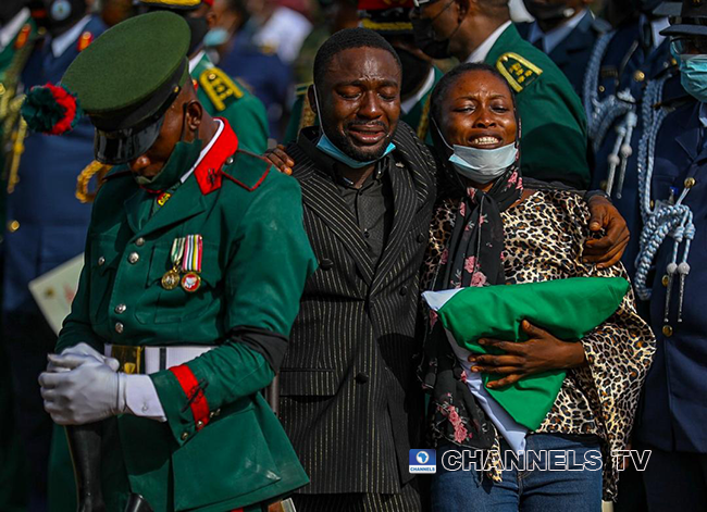 The late Chief of Army Staff, Lieutenant-General Ibrahim Attahiru and 10 other officers were buried on May 22, 2021 at the National Military Cemetery in Abuja. Sodiq Adelakun/Channels Television