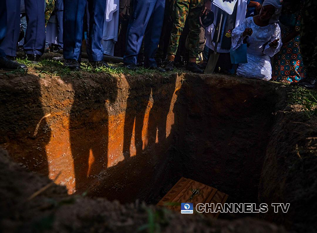 The late Chief of Army Staff, Lieutenant-General Ibrahim Attahiru and 10 other officers were buried on May 22, 2021 at the National Military Cemetery in Abuja. Sodiq Adelakun/Channels Television