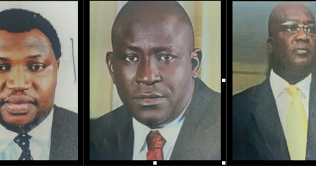 Yau Gimba Kumo (C) is wanted, alongside Mr. Tarry Rufus and Mr. Bola Ogunsola. Credit: ICPC