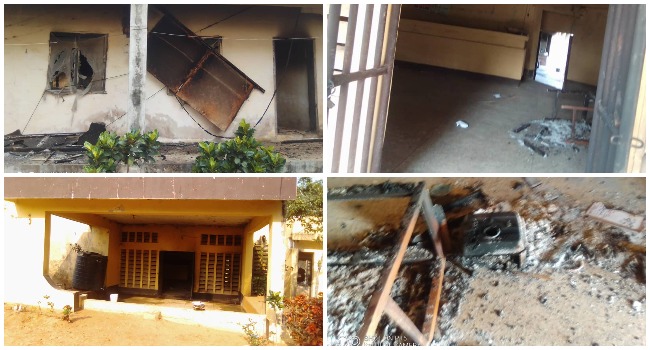 This photo combination shows parts of the NDLEA office in Ohafia, Abia State, after it was burgled on May 11, 2021.