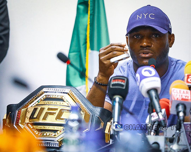 UFC Champion Kamaru Usman visited Chairman of the Nigerians in Diaspora Commission, Hon. Abike Dabiri-Erewa on June 11, 2021 in Abuja.