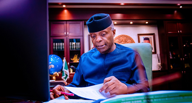 Vice President Yemi Osinbajo SAN presides over the National Economic Council Meeting in the State House on October 15, 2021.