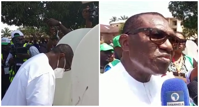 Mr Andy Uba, a Candidate of the All Progressives Congress in the 2021 Anambra governorship election, cast his vote on November 6, 2021.