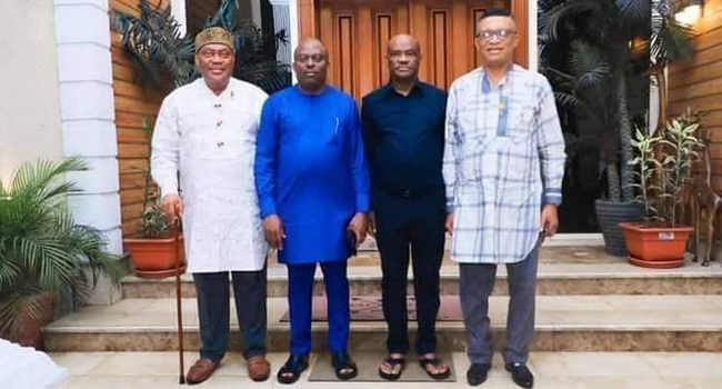 Davies Ibiamu-Ikanya, Siminialayi Fubara, Gov. Nyesom Wike, and Chris Finebone