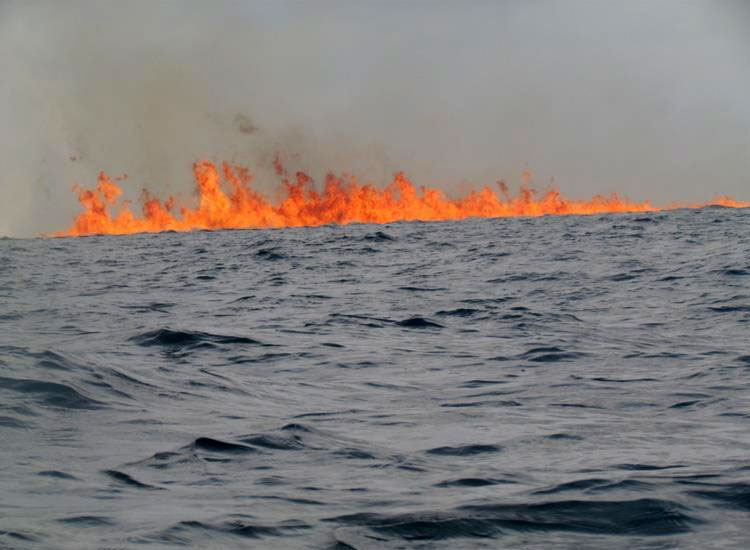 Chevron’s burning gas rig ‘may burn for months’