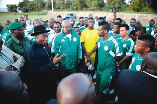 Jonathan visits Eagles during training at the National stadium