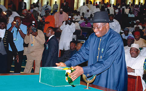 Jonathan Submits 2013 Amendment Budget Proposal To Senate