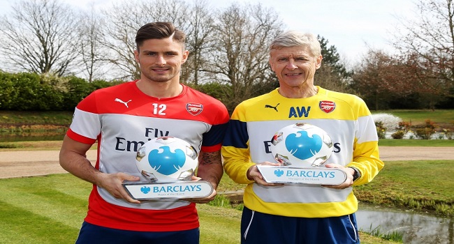 Arsenal’s Giroud, Wenger Win Monthly Awards