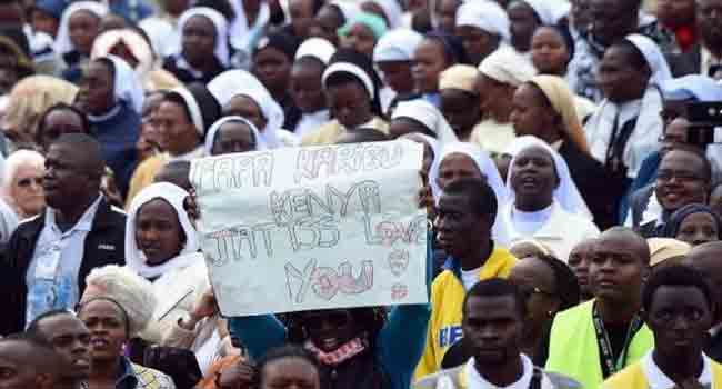 Pope Francis Celebrates Rain-Soaked Mass In Kenya