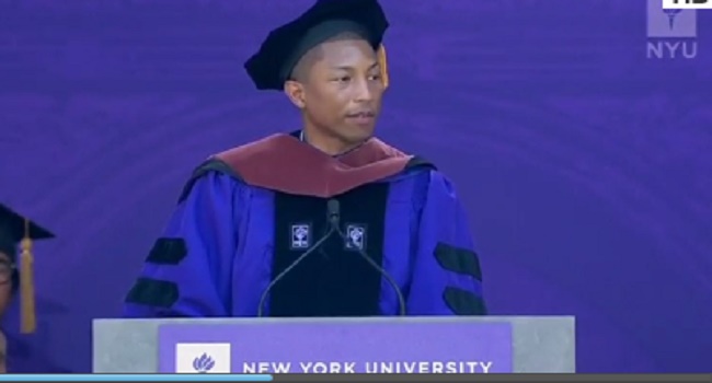 Pharrell Williams Delivers Message Of Engagement To NYU Graduates