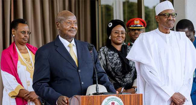 Uganda President, Museveni Visits Buhari In Abuja