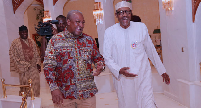 Buhari Hosts Former Ghanaian President, Mahama In Abuja