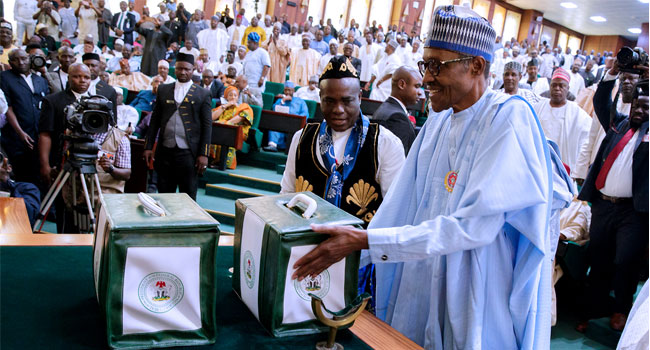 Buhari presents 2018 budget 1 Presidency Receives 2018 Budget From National Assembly • Channels Television