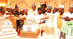 PHOTOS: Governors Storm Presidential Villa To Celebrate Buhari's Birthday