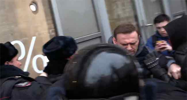 Russian Police Detain Opposition Leader Alexei Navalny At Rally
