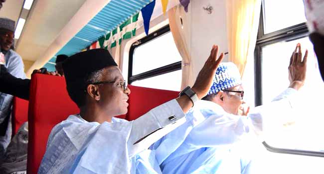 PHOTOS: Buhari Takes Train Ride During Kaduna Visit