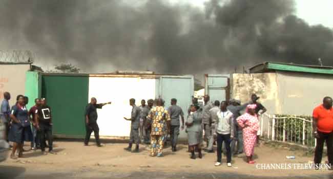 PHOTOS: Fire Guts Customs Warehouse In Lagos