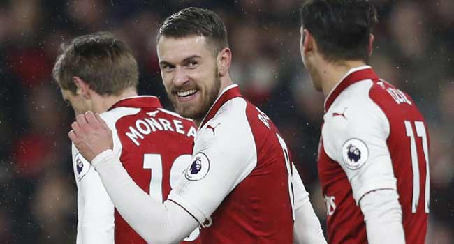 Ramsey Hits Hat-trick As Arsenal Sink Everton