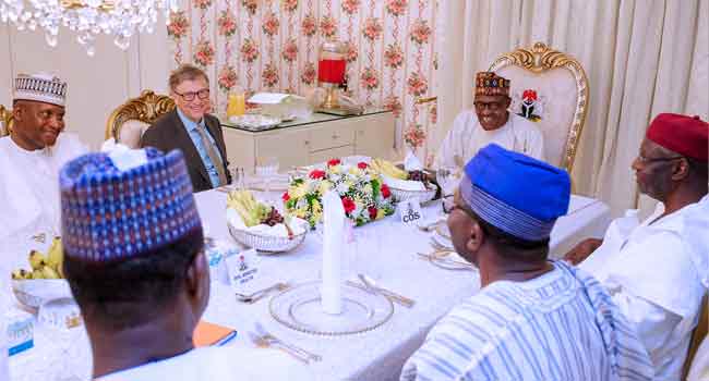 President Buhari Hosts Bill Gates, Dangote To Dinner