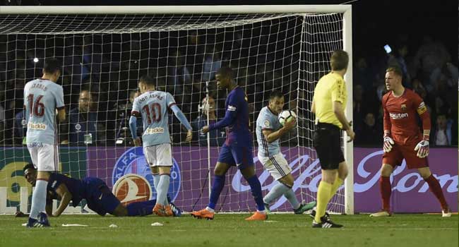 Barcelona Escape Defeat Against Celta Vigo After Roberto Sees Red