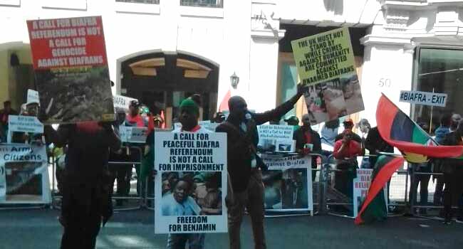 BREAKING: Biafra Supporters Protest At Commonwealth House