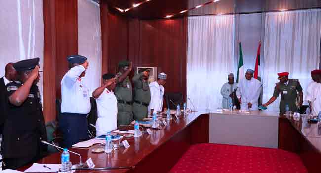 Service Chiefs Keep Mum After Meeting With Buhari