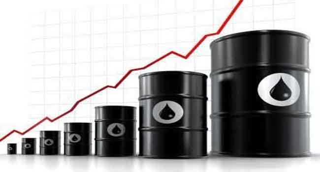 A graphic showing the rising prices of crude oil.