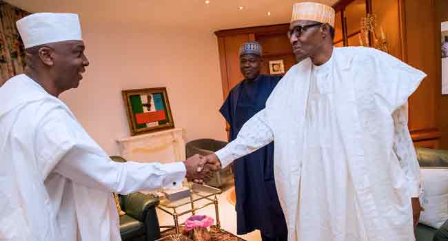 Buhari’s Meeting With Saraki, Dogara In Photos