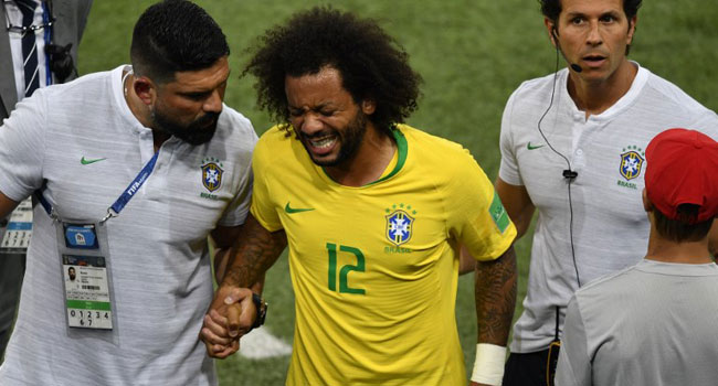 Marcelo Brazil Injury Russia 2018 Brazil's Marcelo Forced Off Injured Against Serbia • Channels Television